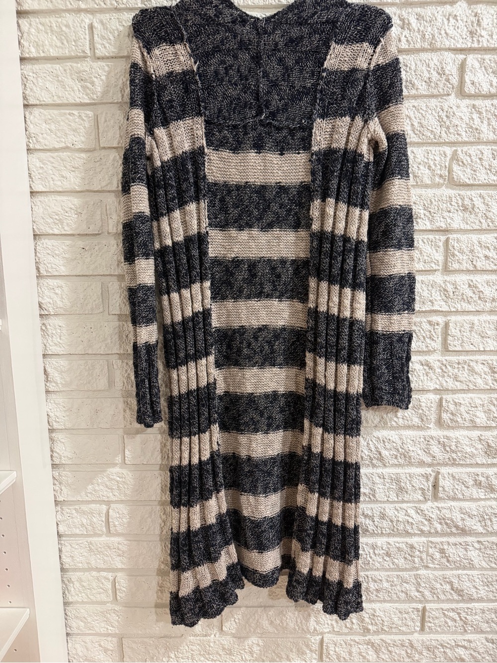 Free People Free Spirit Navy and Cream Striped Long Cardigan - Picture 4 of 5